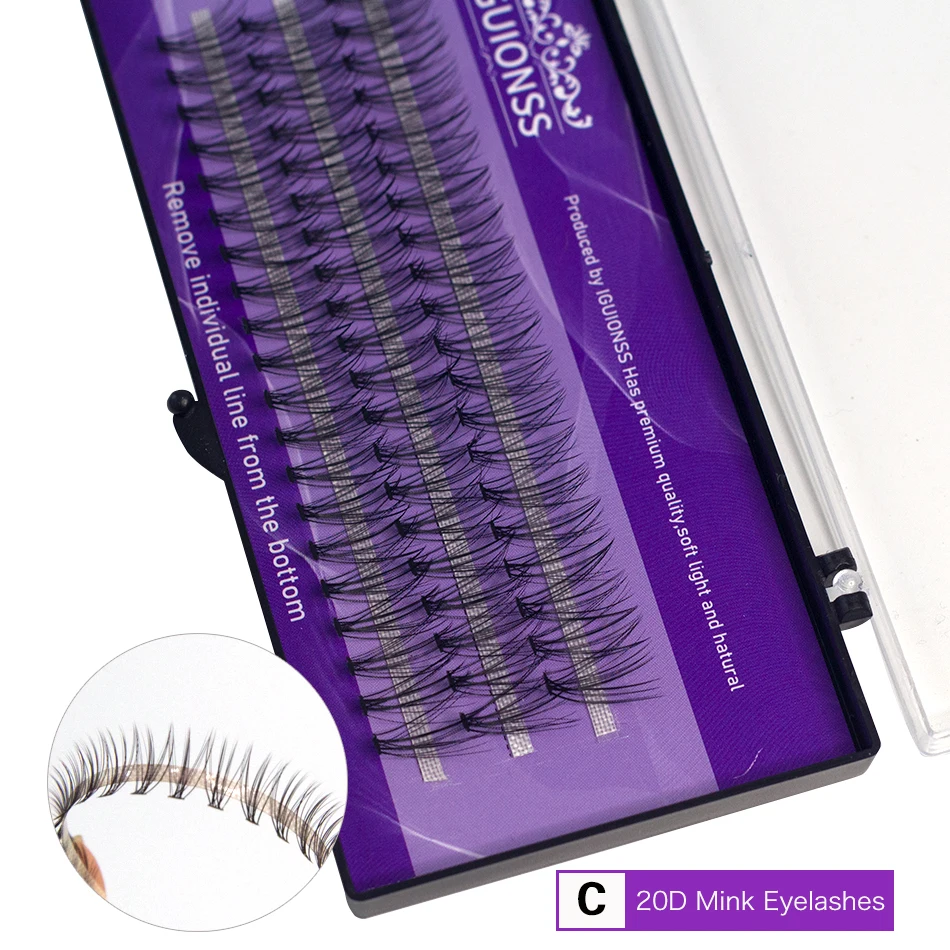 IGUIONSS 10D 20D Super Cluster Eyelash Extension Natural Mink Eyelash Bunche Cilias Individual Lashes Makeup Cilias Volume