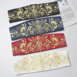 Cintura cintura in raso retrò cintura elastica ricamata etnica da donna corsetto stile palazzo cinture larghe All-match per donna
