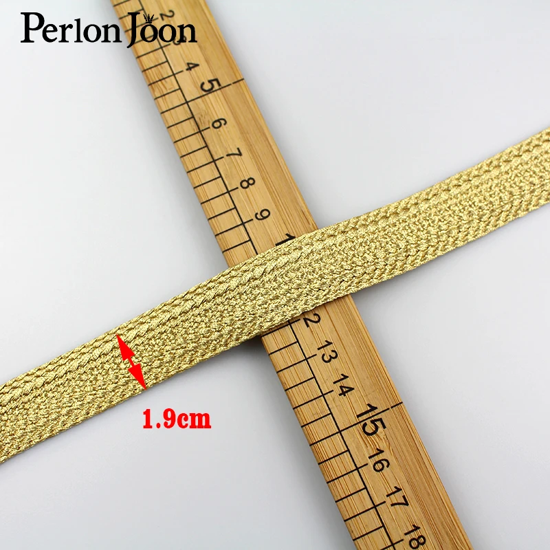 10 yard 1.9cm New gold thread polyester webbing clothing bag shoes decorative ribbon woven decorative accessories ZD004