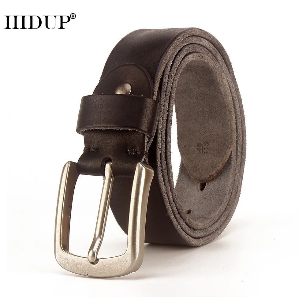 HIDUP Mens Top Quality Cowskin Retro Pin Buckle Belts Design Cowhide Leather Belt Adjustable Men Accessories for 10 Years NWJ897