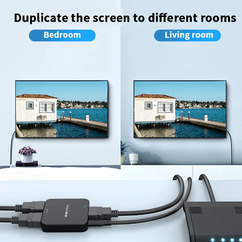 Acasis 4K 1X2 1 Input 2 Output -compatible Cable Splitter HD 1080P Video Switcher Adapter Port Hub for DVD HDTV PC TV Laptop