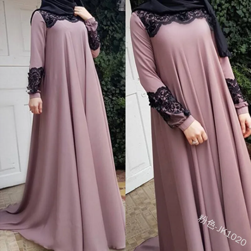 Dubai Arab Muslim Dresses Women Islam A-line Big Swing Maxi Dress Splice Loose Ramadan Turkish Islamic Clothing Large Size S-5XL