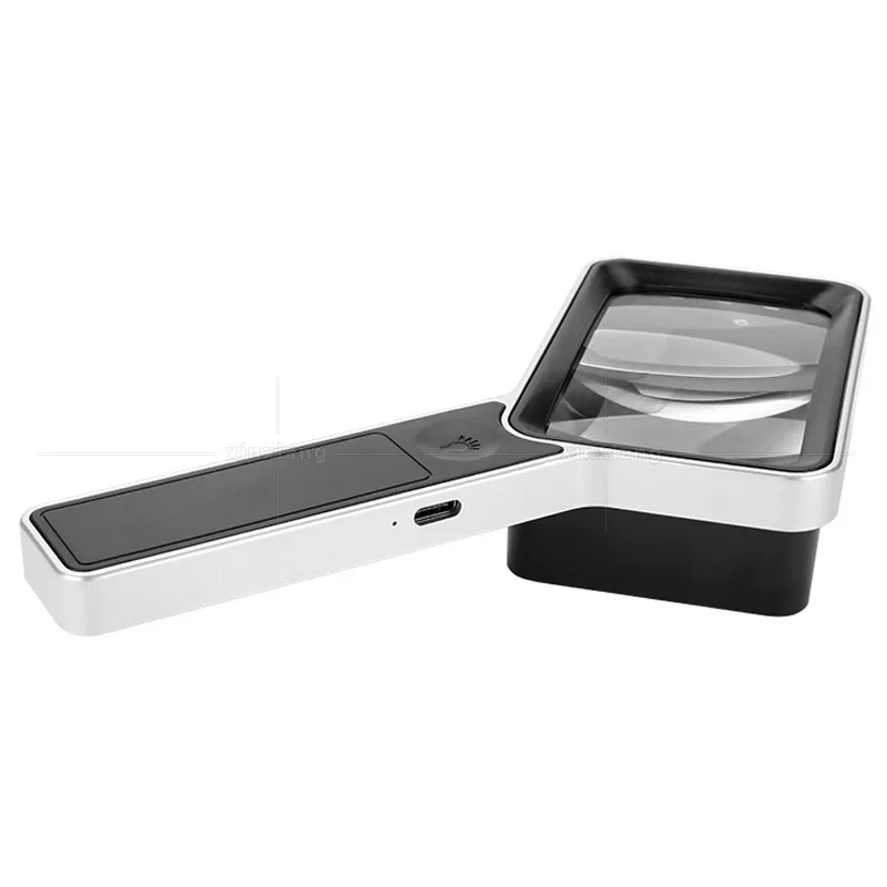Lupa portátil com interruptor de modo de toque 6led lâmpada com cabo de carregamento usb 3 níveis de lupa brilho luz