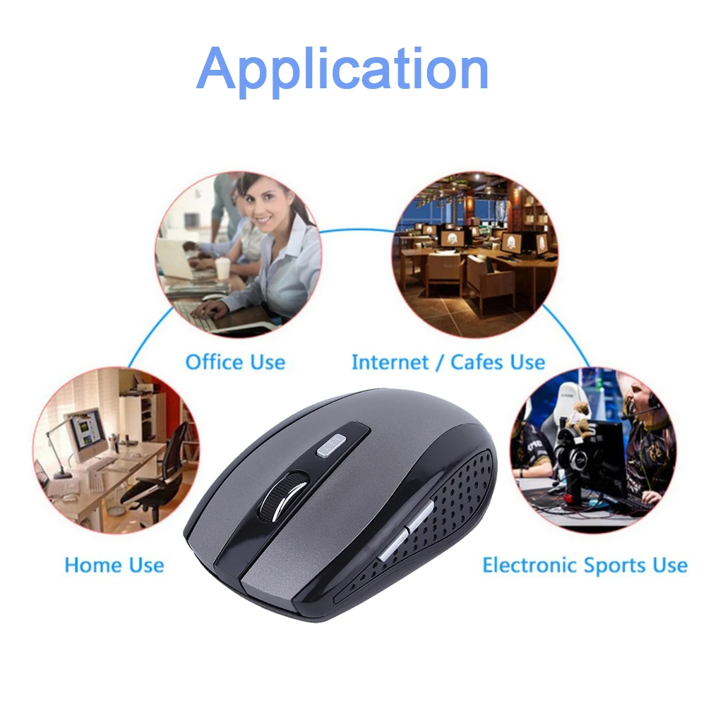 Mouse Wireless da 2.4GHz Mouse da gioco ottico Mouse portatile con USB Nano Dongle Office Gamer Computer Mouse Desktop per PC Laptop