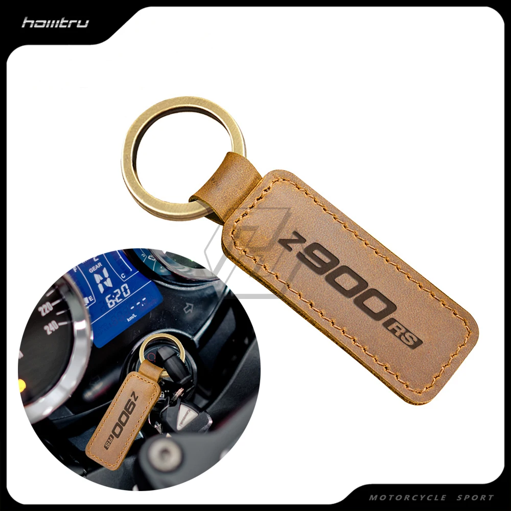 Motorcycle Keychain Real Cowhide Key Ring Case for Kawasaki Z900RS Cafe Z900 RS