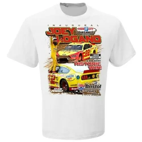 Joey Logano 2021 Bristol Dirt Race Win T-Shirt White Size S-3XL