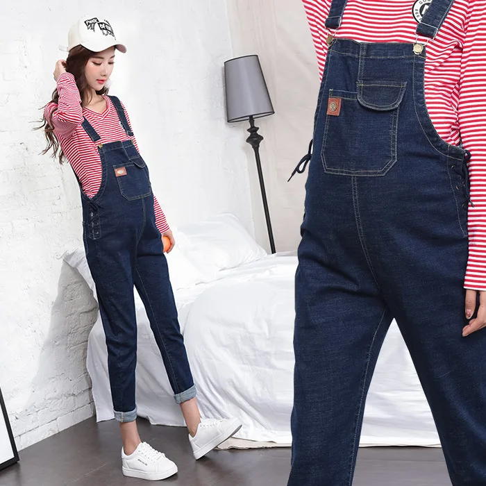 Baju Overall Hamil 2019ฤดูใบไม้ผลิฤดูใบไม้ร่วง Jumpsuits หลวมผ้าฝ้าย Plus Size Maternity กางเกงหญิงตั้งครรภ์กางเกงยีนส์ Bibs กางเกง