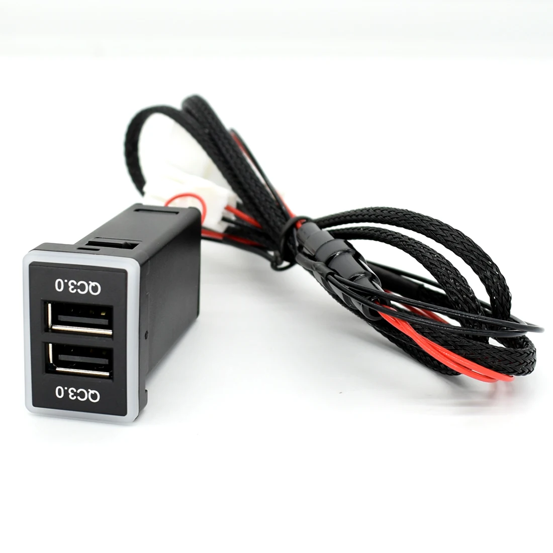 QC 3.0 Car USB Dual Charger Port Phone Quick Fast Charge PDA DVR Plug Play Adapter Cable For Toyota Blue LED Light Auto Styling