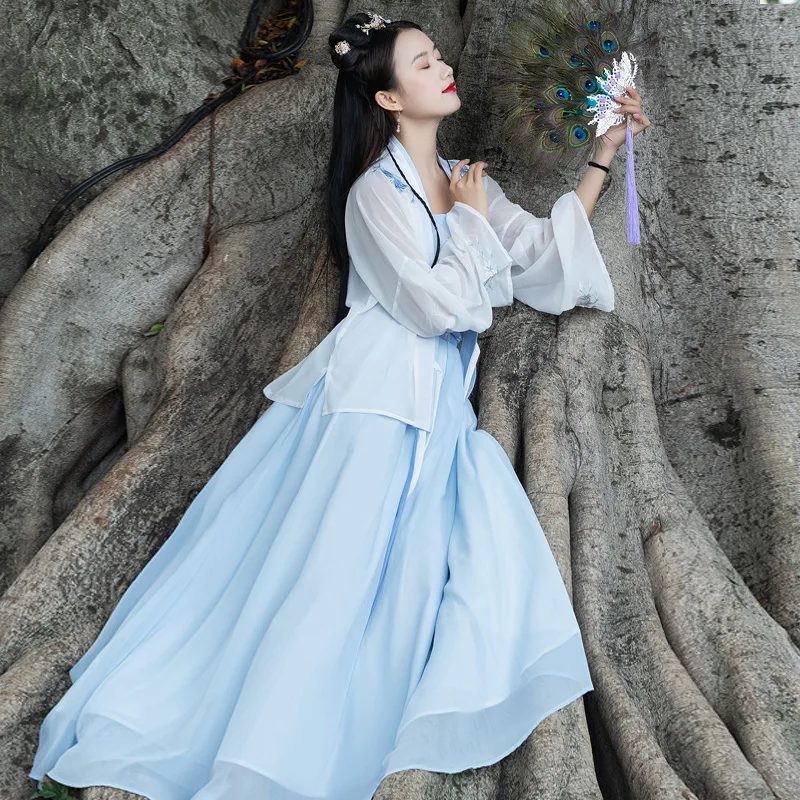 Fairy Folk Dance Costume Hanfu Ancient Chinese Skirt Women Chinese Clothes Princess Wear Hanbok Hanfu Cosplay Outfits  JL1490