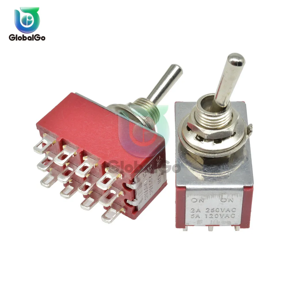 5pcs MTS-403 Mini Miniature Toggle Switch 12pin 3 Position 4PDT Rocker Switch On-On On-Off-On 120V 5A 250V 2A 13*22MM