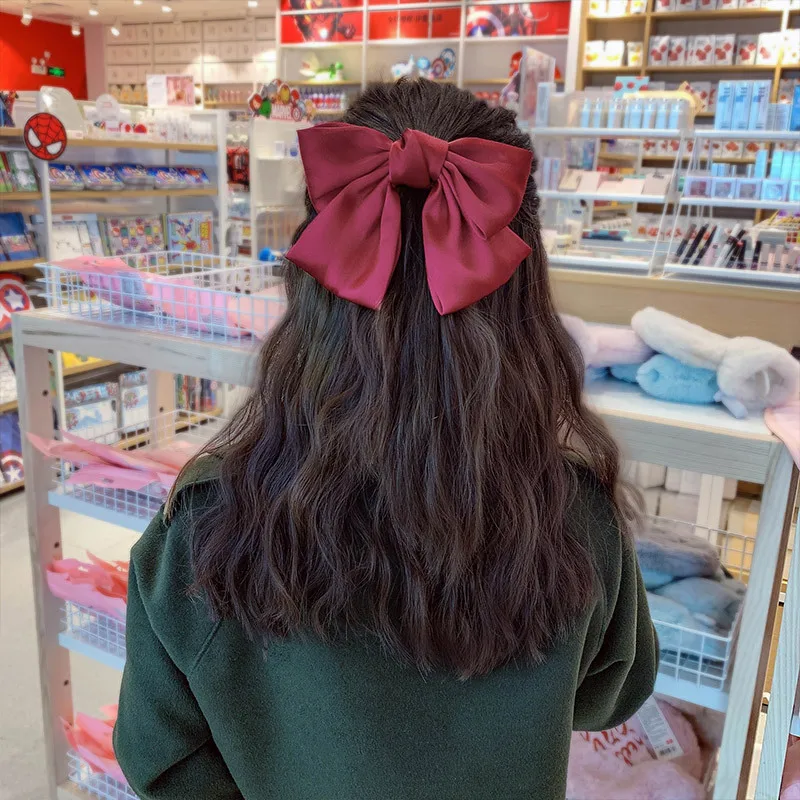 New Fashion Girls Hair Clip Big Bows Hair Ribbon Trendy Ladies Satin Hair Clip Girl Ponytail Cute Barrette Hair Accessories