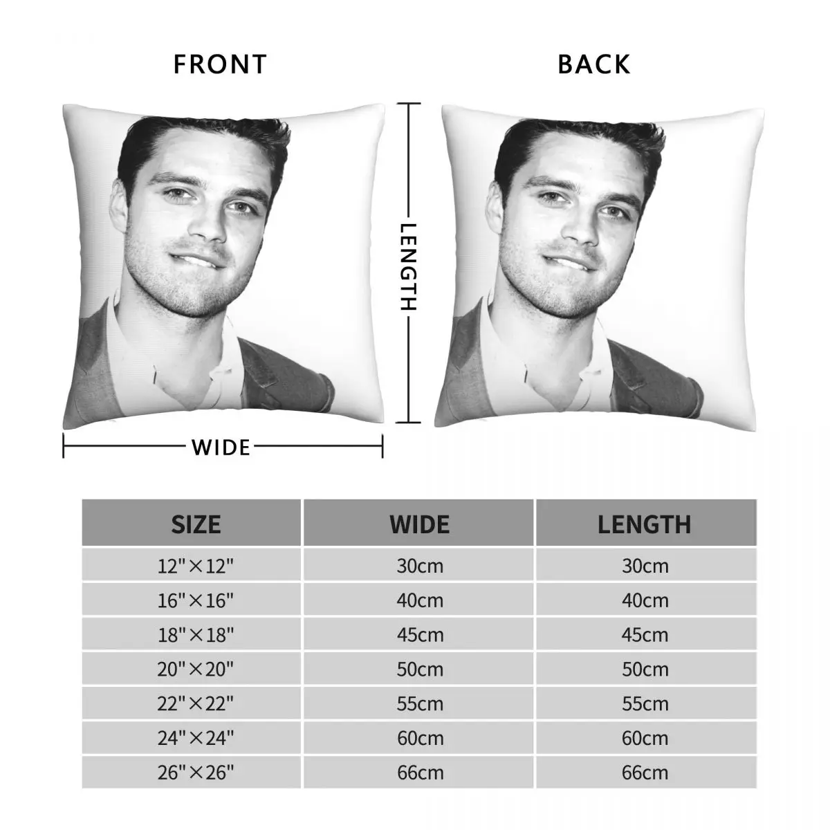 Sebastian Stan Square Pillowcase Polyester Linen Velvet Pattern Zip Decor Pillow Case Bed Cushion Case