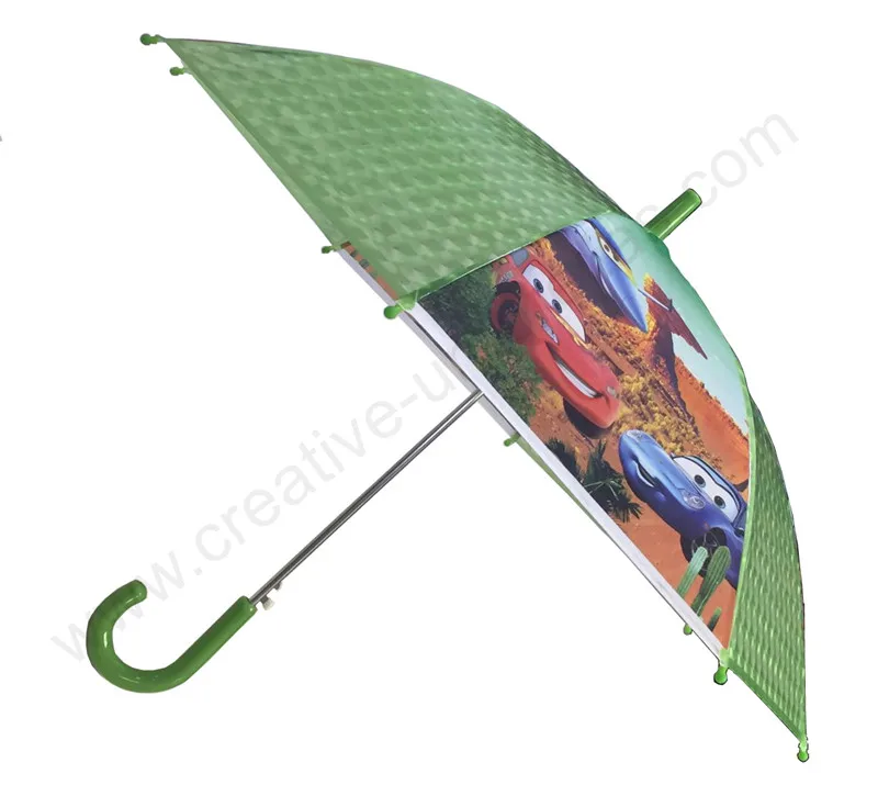 Ex-factory auto open environment protection anti-thunder fiberglass white safe runner children umbrella kid cartoon parasol