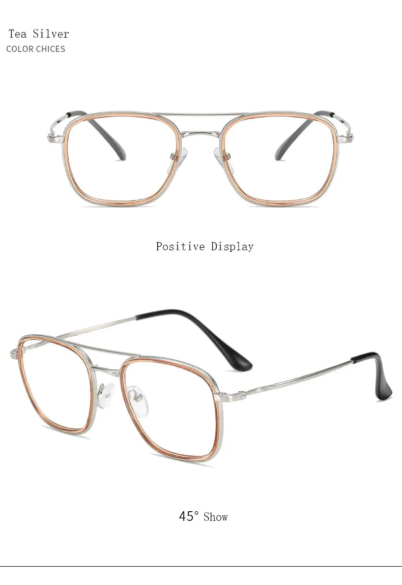 Legierung Gläser Rahmen Unisex Brille Vollrand Brillen Anti Blue Ray Frühling Scharniere Kurzsichtige Brillen Heißer Verkauf – Detail 12