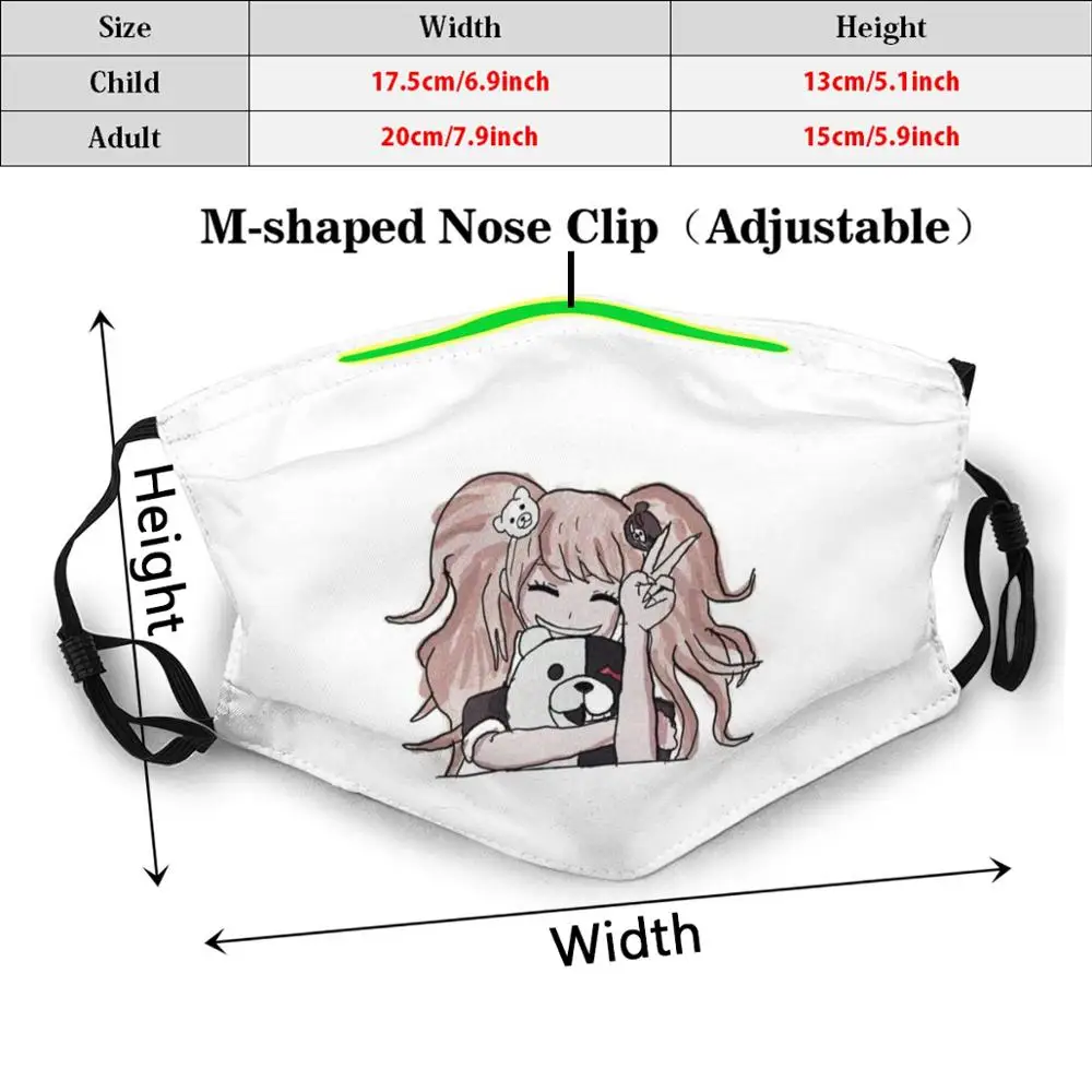 Junko Enoshima Print Washable Filter Anti Dust Mouth Mask Danganrompa Junko Monokuma Despair Ultimate Despair Execution