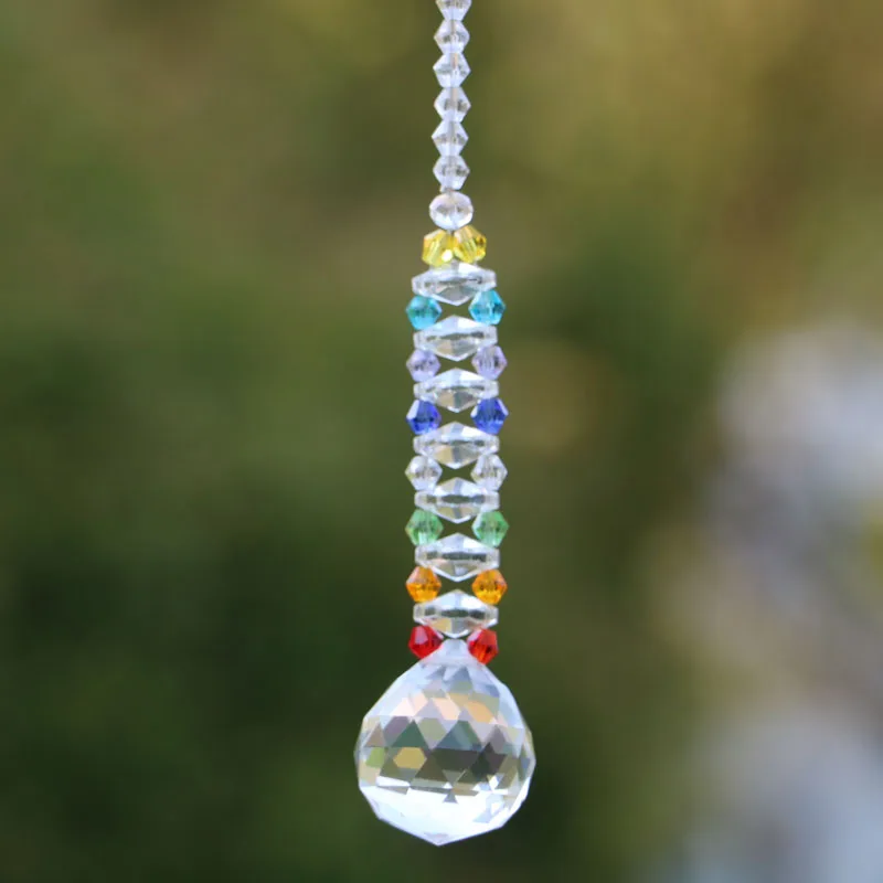 Decoração para casamento e jardim, ornamento de pendurar na jardim, chakra, bola de cristal