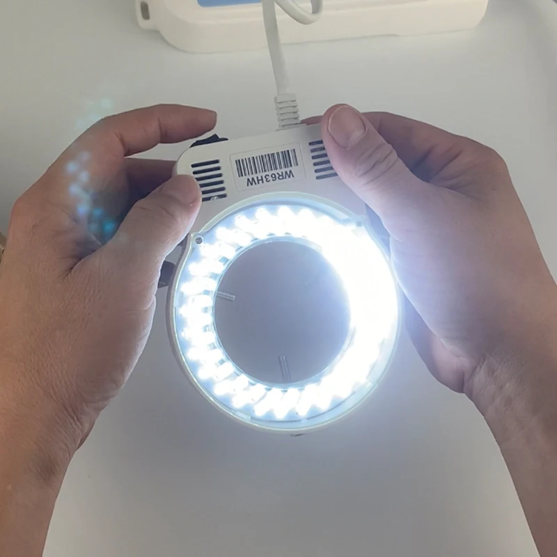 Lâmpada led ajustável de anel para iluminador, 144 led, para indústria, estéreo, microscópio trinocular, lente de câmera de vídeo, lupa, 110v, 220v