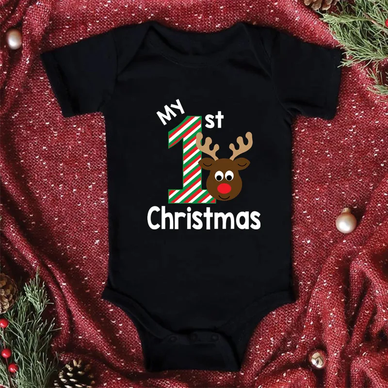 

My 1st Christmas Bodysuit Newborn Baby Boys Girls Short Sleeve Christmas Jumpsuits Baby Boys Girls Holidays Romper Clothes