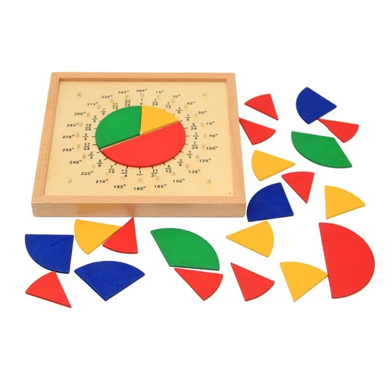 Montessori Fraction Circles Board para Crianças, Madeira, Materiais Matemáticos, Ferramentas de Aprendizagem, Brinquedos para Educação Infantil, Jogo Infantil