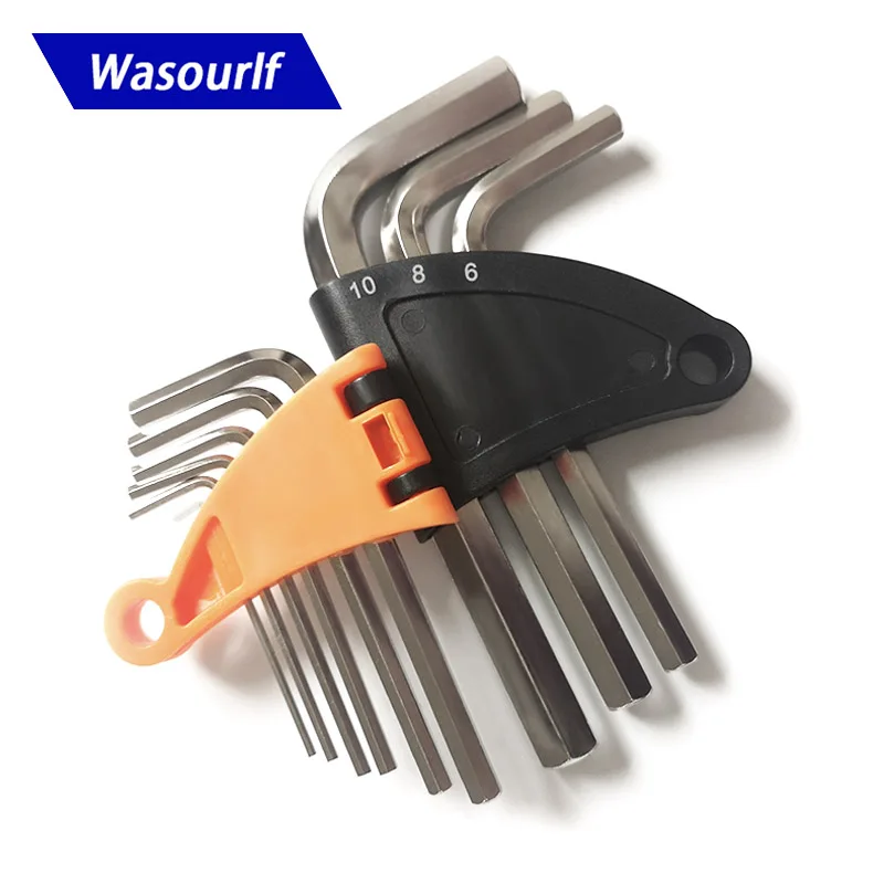 

WASOURLF 9 PCS 1.5mm to 10mm L Shape Allen Hexagonal Wrench Repair Hand Tool Kit Portable Set Hex Key Spanner Set Household