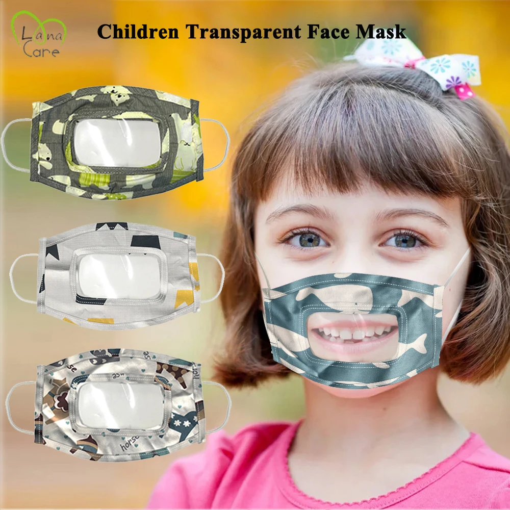 

New Children Transparent Face Mask For Kids Dustproof Cotton Transparent Visualization Mouth Mask for Boy/Girl