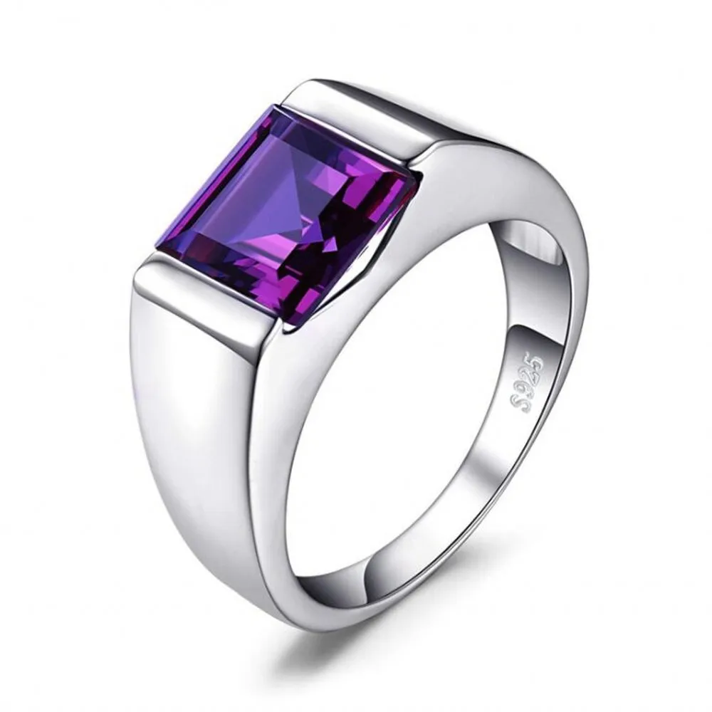 BOCAI New S925 Pure Silver Sapphire Men Ring  Colored Zircon Popular Jewelry Nice Birthday Gift