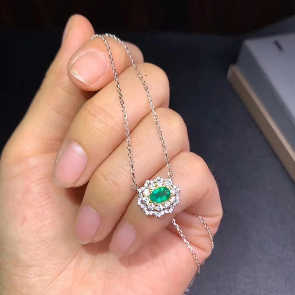 Classic natural emerald necklace, royal style, world famous gem, good quality, low price, 925 silver.