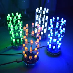 Cubo Cilíndrico LED Fazendo Kit para Iniciantes, DIY, simples, Cubo, Eletrônico, 8x4