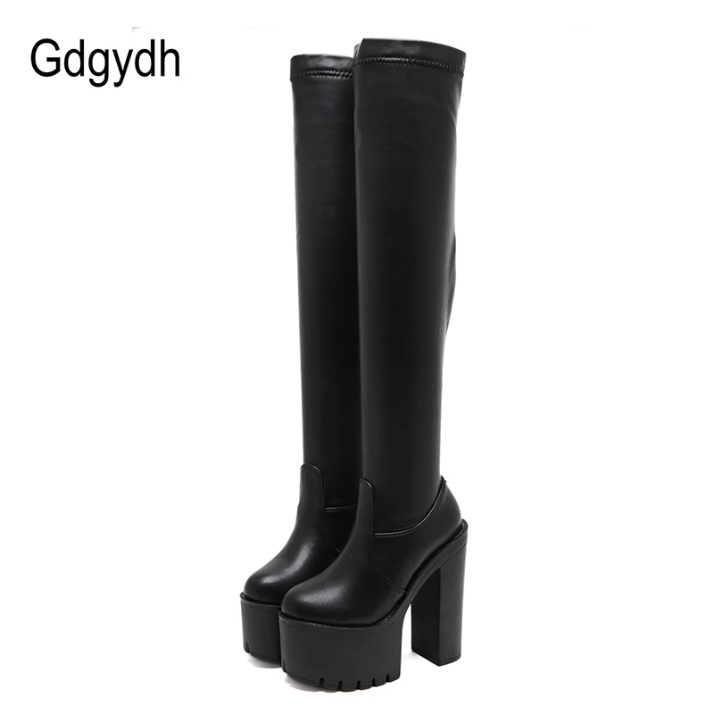 Gdgydh-Botas altas hasta el muslo para mujer, zapatos de tacón alto Utral, botas de plataforma de fiesta en club nocturno, por encima de la rodilla,