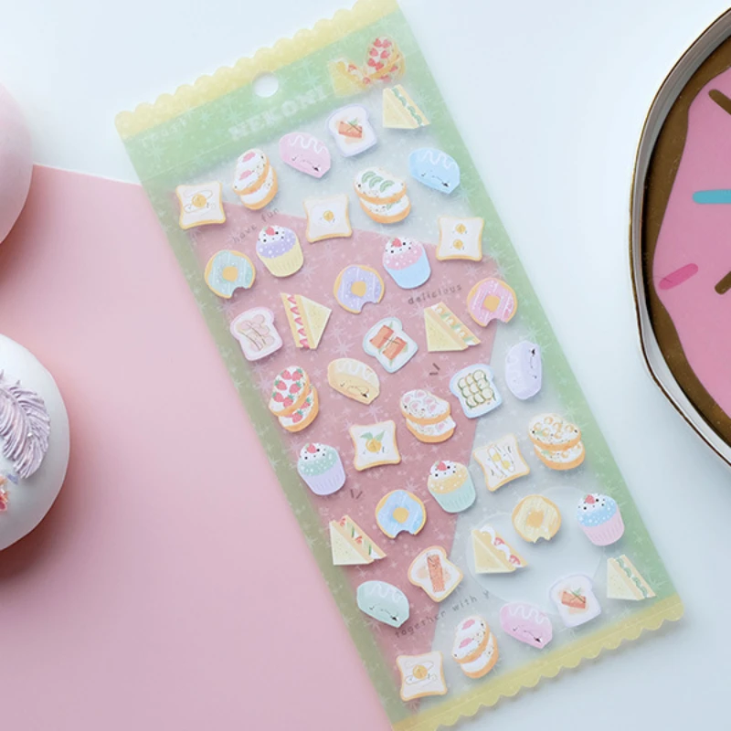 Nekoni śliczne ciasto przekąski naklejki Macaron kolor Shinning papieru naklejki do scrapbookingu pamiętnik karty dziennik dekoracji DIY Craft