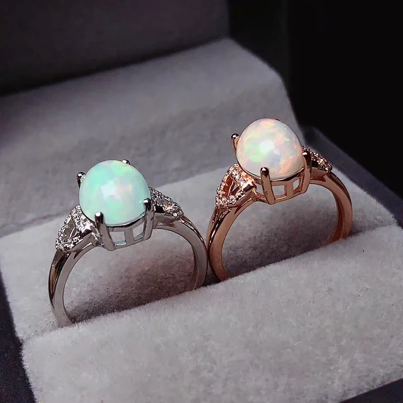CoLife Jewelry Australia Opal Ring for Daily Wear 8mm*10mm Natural White Opal Ring Classic 925 Silver Gemstone Ring
