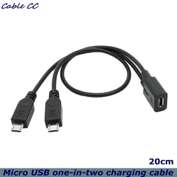 Micro USB 2.0 Splitter Y 1 Female to 2 Male Data Charge Cable Extension Cord For phone High Quality sync data cable