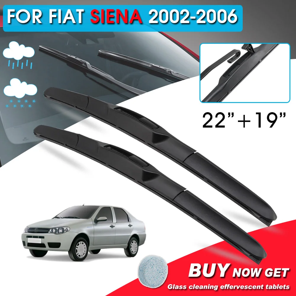 

BROSHOO Car Front Window Windshield Wipers Blade For Fiat SIENA 22"+19" LHD&RHD Car Model Year 2002-2006 Auto Accessories