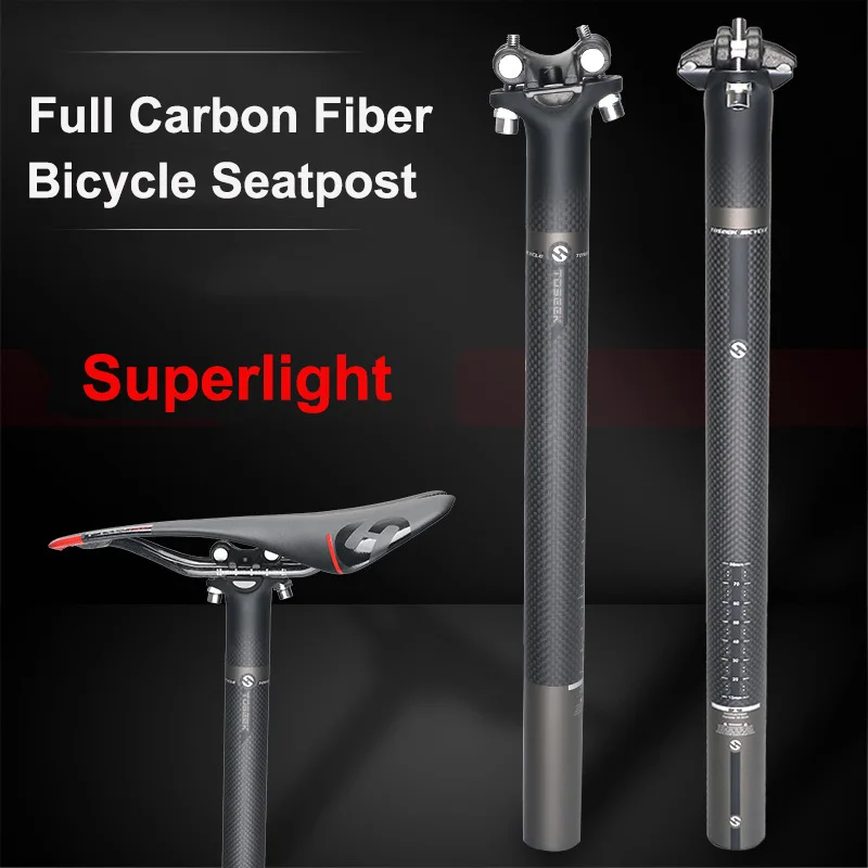 

TOSEEK 3K Matte Full Carbon Fiber Bicycle Seatpost Superlight MTB Road Bike Cycling Seat Post Parts 27.2/30.8/31.6 x 350/400 MM
