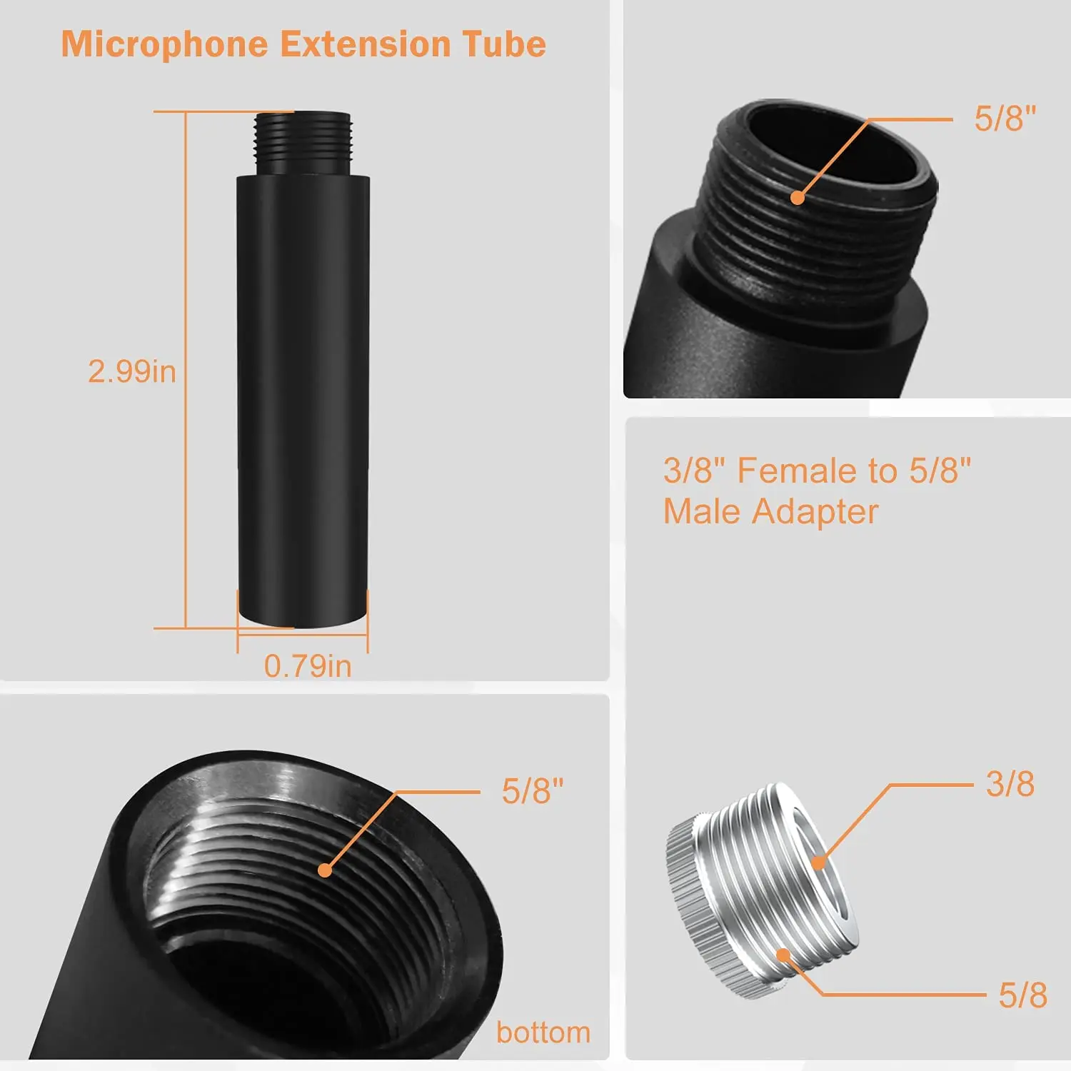 New Mic Stand Extension Tube, 5/8