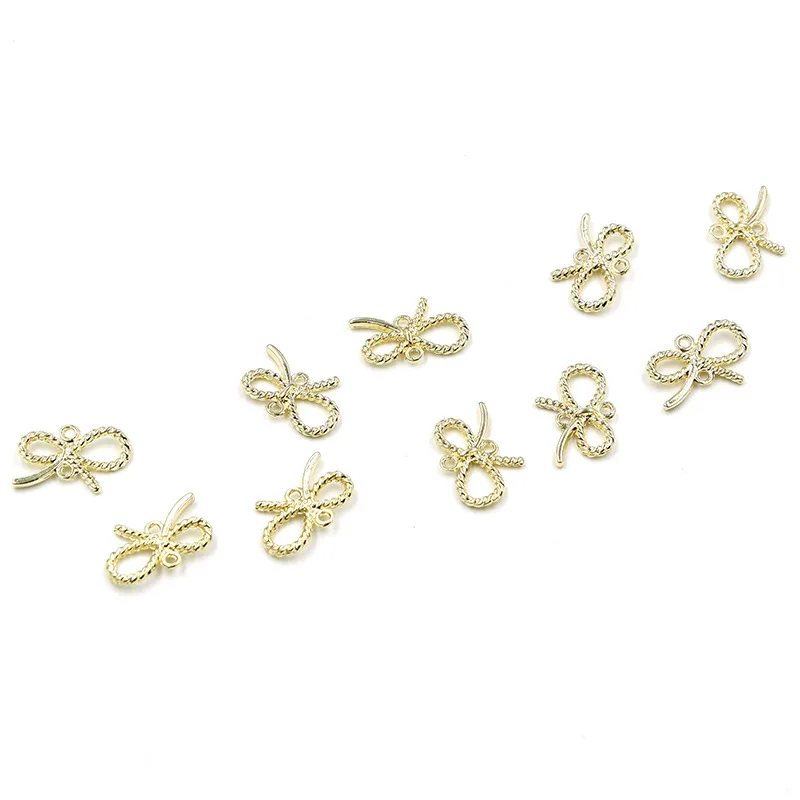 50pcs/lot Simple style cute bow double holes pendant jewelry assembly connecting  DIY alloy jewelry accessories