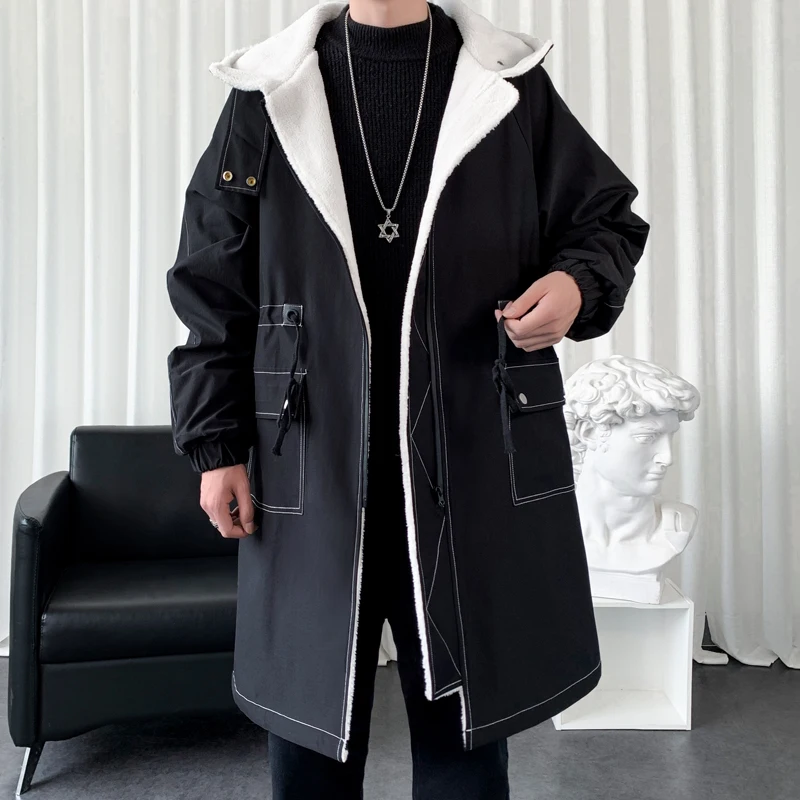 2024 winter coat men hooded thick high quality trench coat men,mens fashion windbreakers casual jackets male,plus-size M-3XL