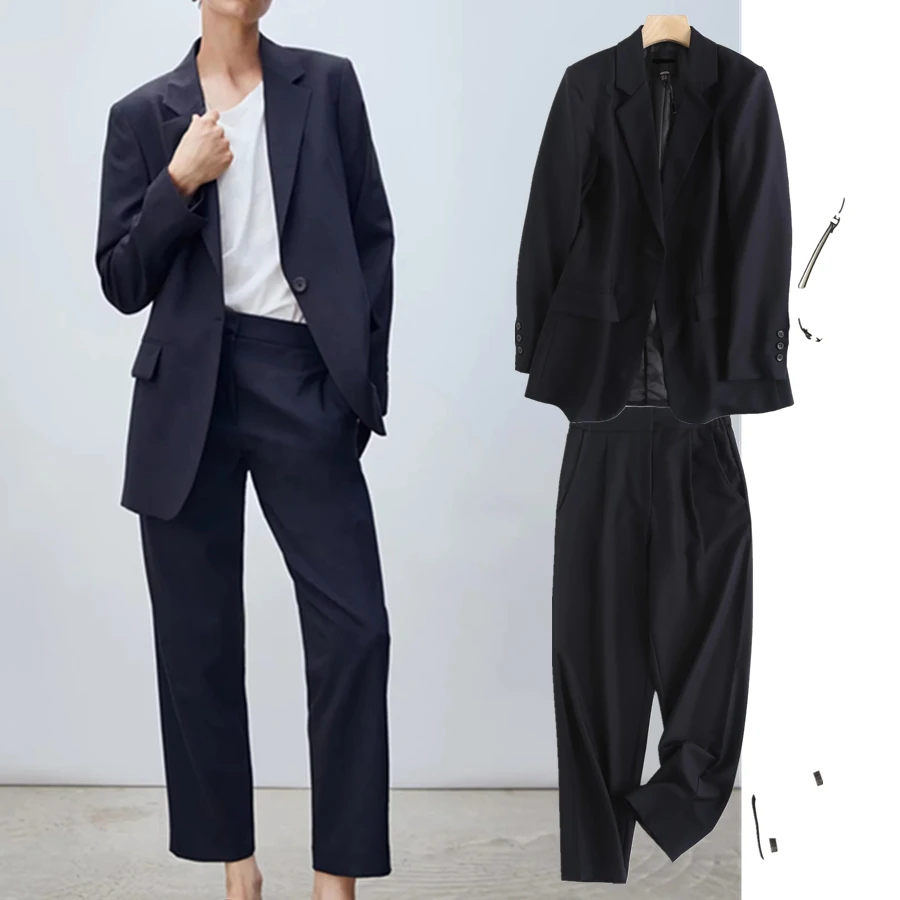 Jenny&Dave Blazers Women JacketsEngland Style Office Lady Suit Straight Trousers Fashion Pants Women Simple Solid WoolSets Women