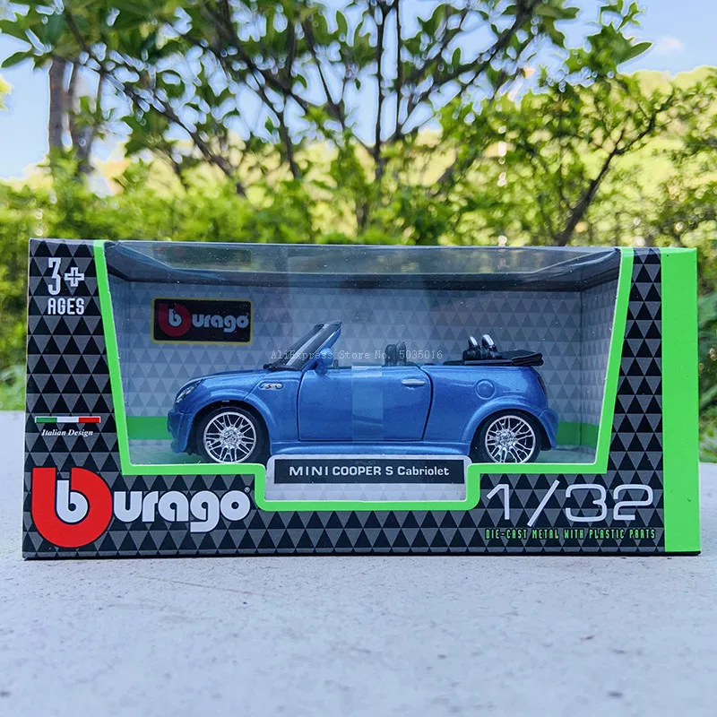 Bburago-Mini Cooper S Cabriolet y vehículos de juguete, modelo de coche de juguete de Metal, regalos de colección de alta simulación, 1:32