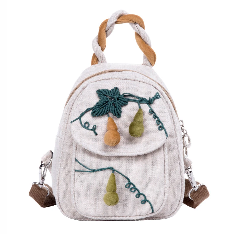 

Vintage Ethnic Canvas Mini Shoulder Bag Women Casual Travel Embroidery Linen Backpacks for Teenagers Girls Chest Pack Mochila