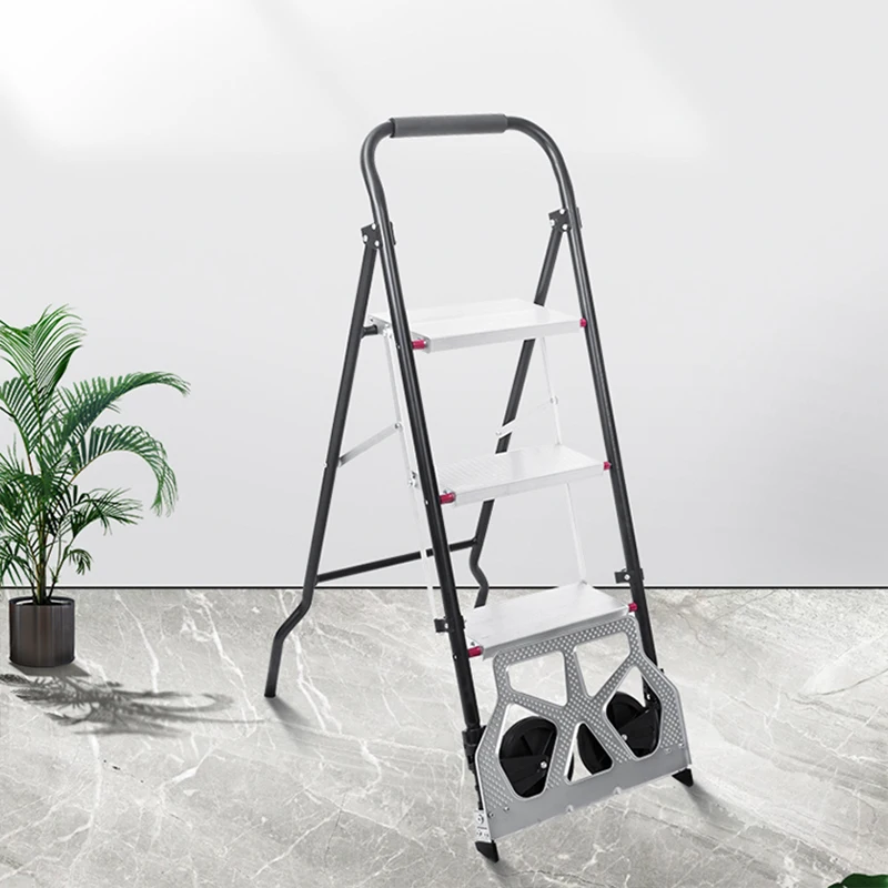 Multifunctional Folding Trolley Folding Household Small Ladder Mini Herringbone Ladder Aluminum Alloy Car Ladder Dual Use