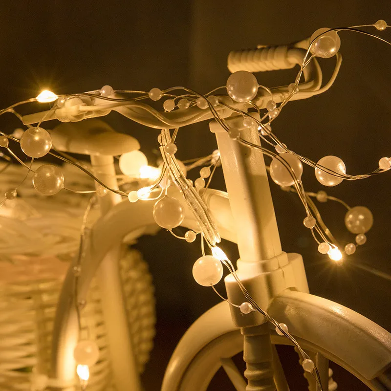 10M 100LEDs Fairy Pearl LED String Light Battery Powered Garland Party Copper Wire LED String for Holiday Party Home Decoration