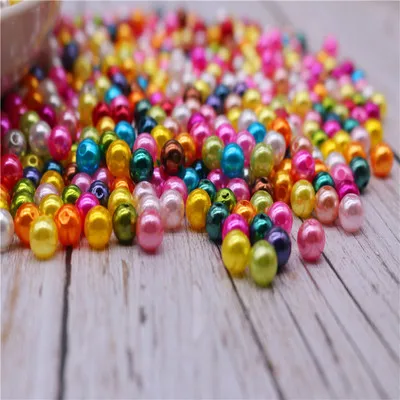 4 / 5 / 6 / 8mm Perforated Pearl ABS Mixed Color Loose Round Bead Process For Beads For Needlework DIY Imitation Clothing Beads