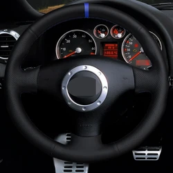 Steering Wheel Cover For Audi A2 8Z A3 8L Sportback A4 B6 Avant A6 C5 A8 D2 TT 8N S3 S4 RS 4 DIY Black PU Microfiber Leather