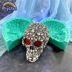 BIG SKULL Silicone Mold For Gypsum Decoration 3D Halloween Cake Mold Large Size Skull Skeleton Handmade Resin Candle Mould S0511