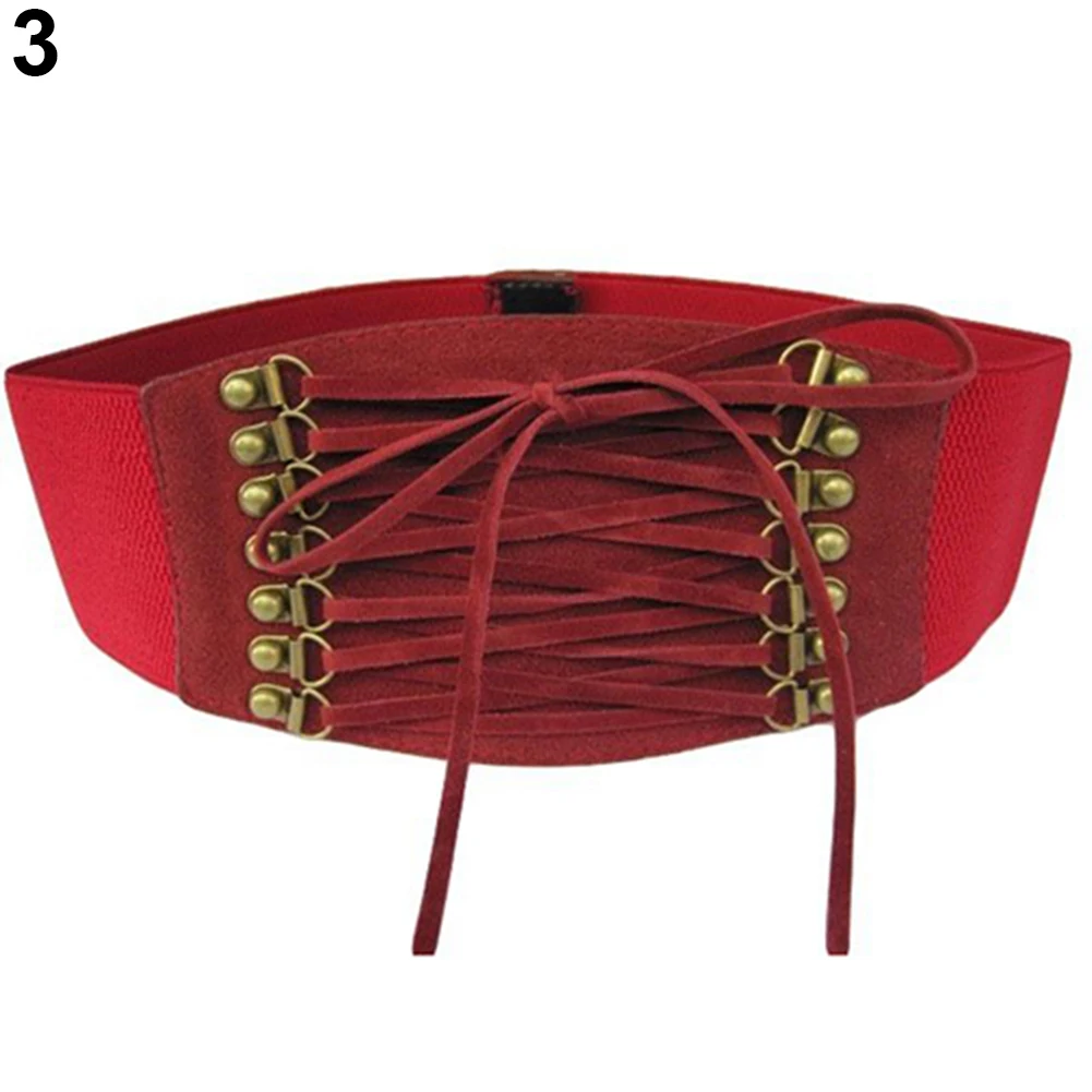 Hot Women Belt Fashion Wide Elastic Stretch Belt Tassel Lace Up Corset Waist Waistband Women Cummerbunds