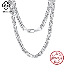 Rinntin Italian 925 Sterling Silver 3.6mm Diamond-Cut Cuban Link Chain Necklace for Women Men Silver Neck Chain Jewelry SC36