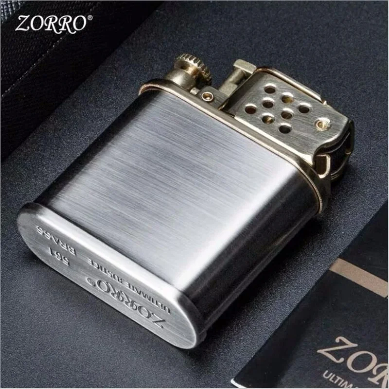 Zorro Brass Liner Kerosene Lighter Bouncing Automatic Ignition Pure Copper Grinding Wheel Lighter Men\'s Collection Smoking Gift.