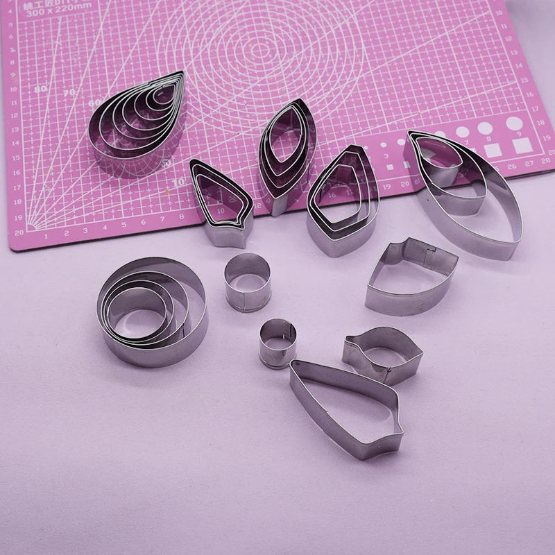 More Shape Polymer Clay Cutter for DIY Jewelry Earring Dangle Drop Pattern Metal Cutting Mold Pottery Tools Craft Art Supply