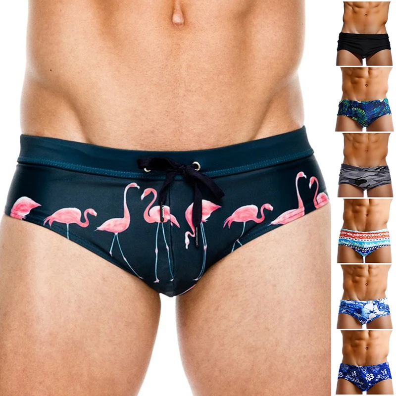 Flamingo Swimsuit Men Swimwear Men Sexy Swimwear Men Brief Swimming Trunks For Bathing Suit Gay Men Swimmwear Zwembroek Heren